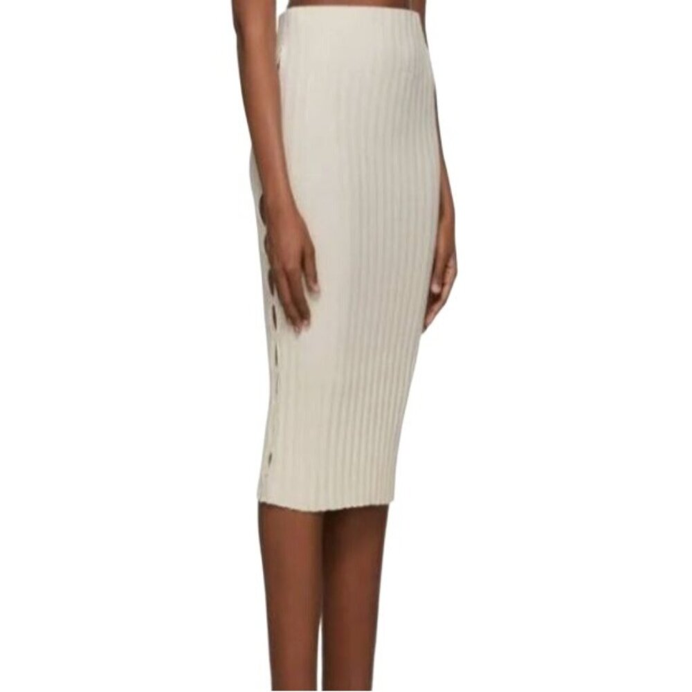 NEW Cotton Citizen Capri Cut-Out Knit Midi Pencil Skirt Oatmeal/Beige Size M‎